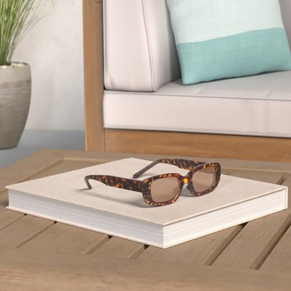 Retro Rectangle Sunglasses Vintage 90s Fashion Narrow Square Frame UV400 main image 5